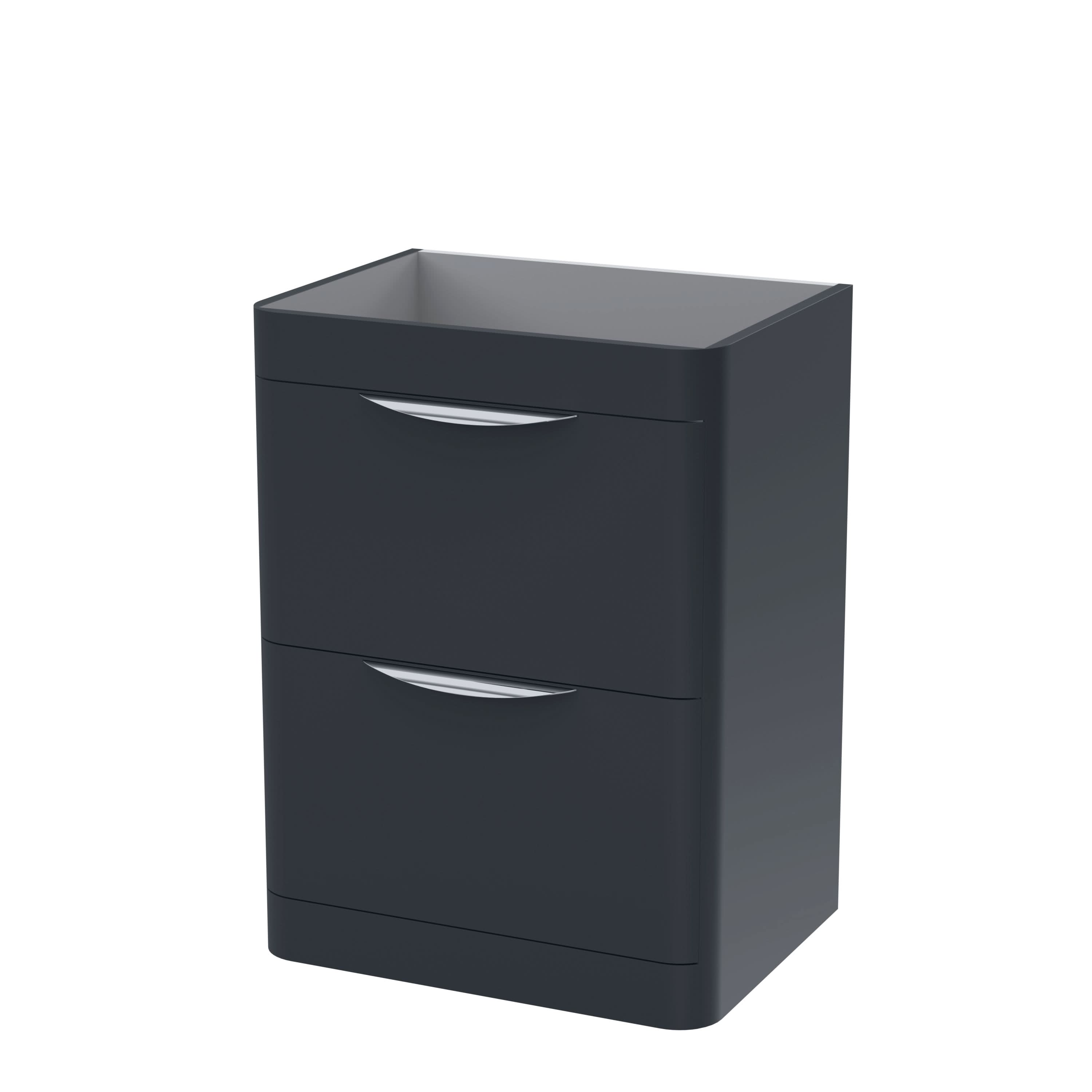 Hudson Reed Parade Component Floor Standing 2 Soft Close Drawer Vanity Unit, Bathroom Vanity Units with Storage in Soft Black, 600mm