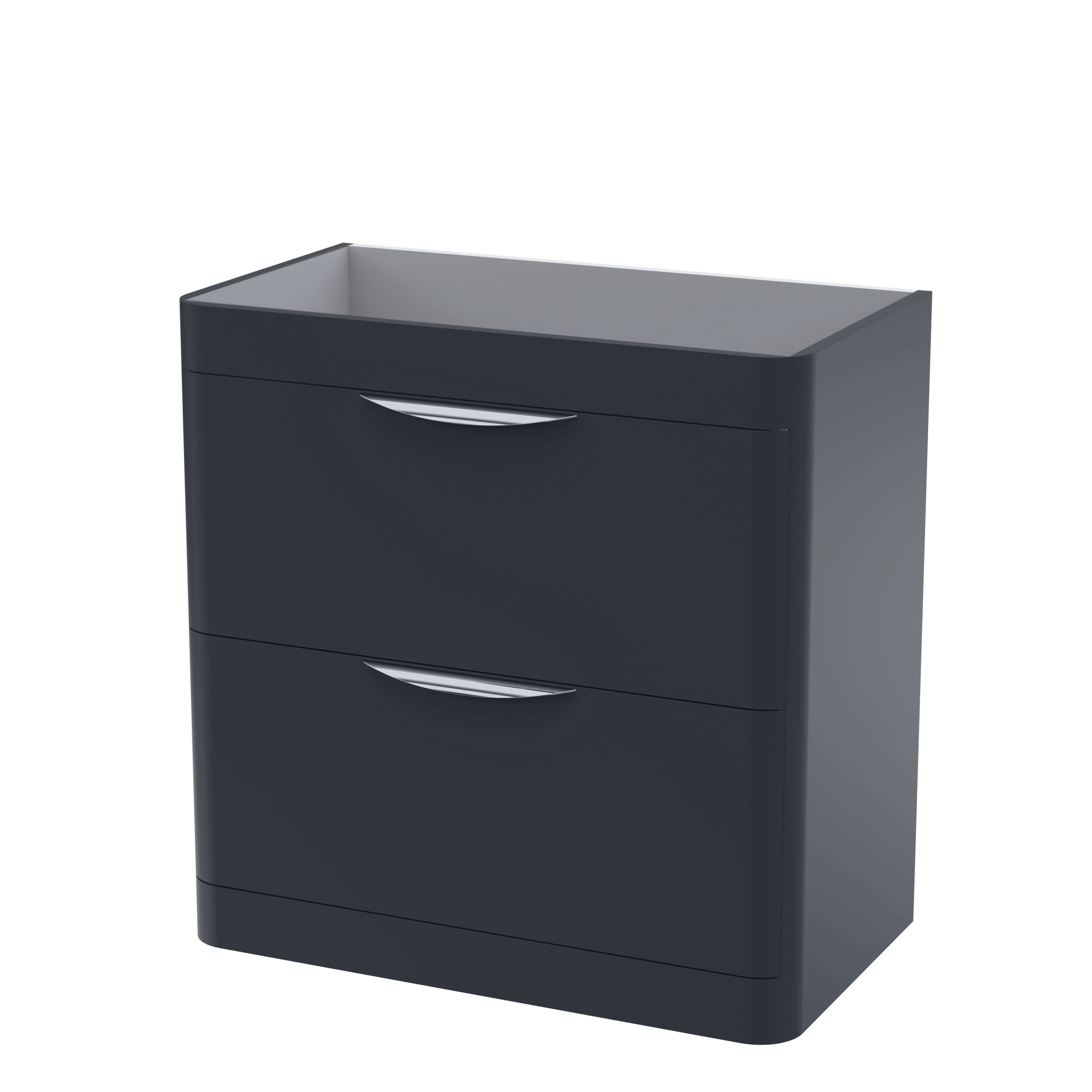 Hudson Reed Parade Component Floor Standing 2 Soft Close Drawer Vanity Unit, Bathroom Vanity Units with Storage in Soft Black, 800mm