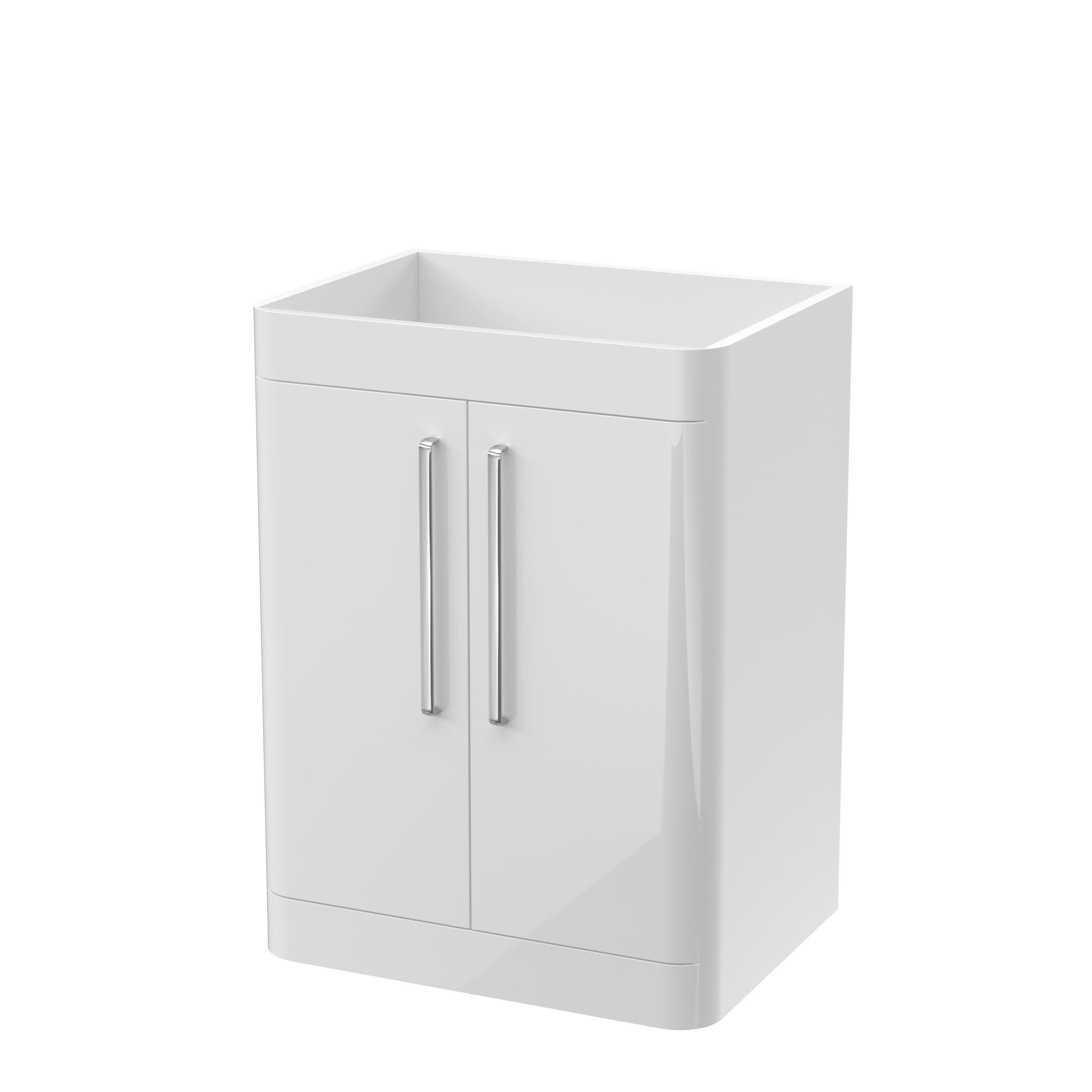 Hudson Reed Parade Component Floor Standing 2 Soft Close Door Vanity Unit, Bathroom Vanity Units with Storage in Gloss White, 600mm