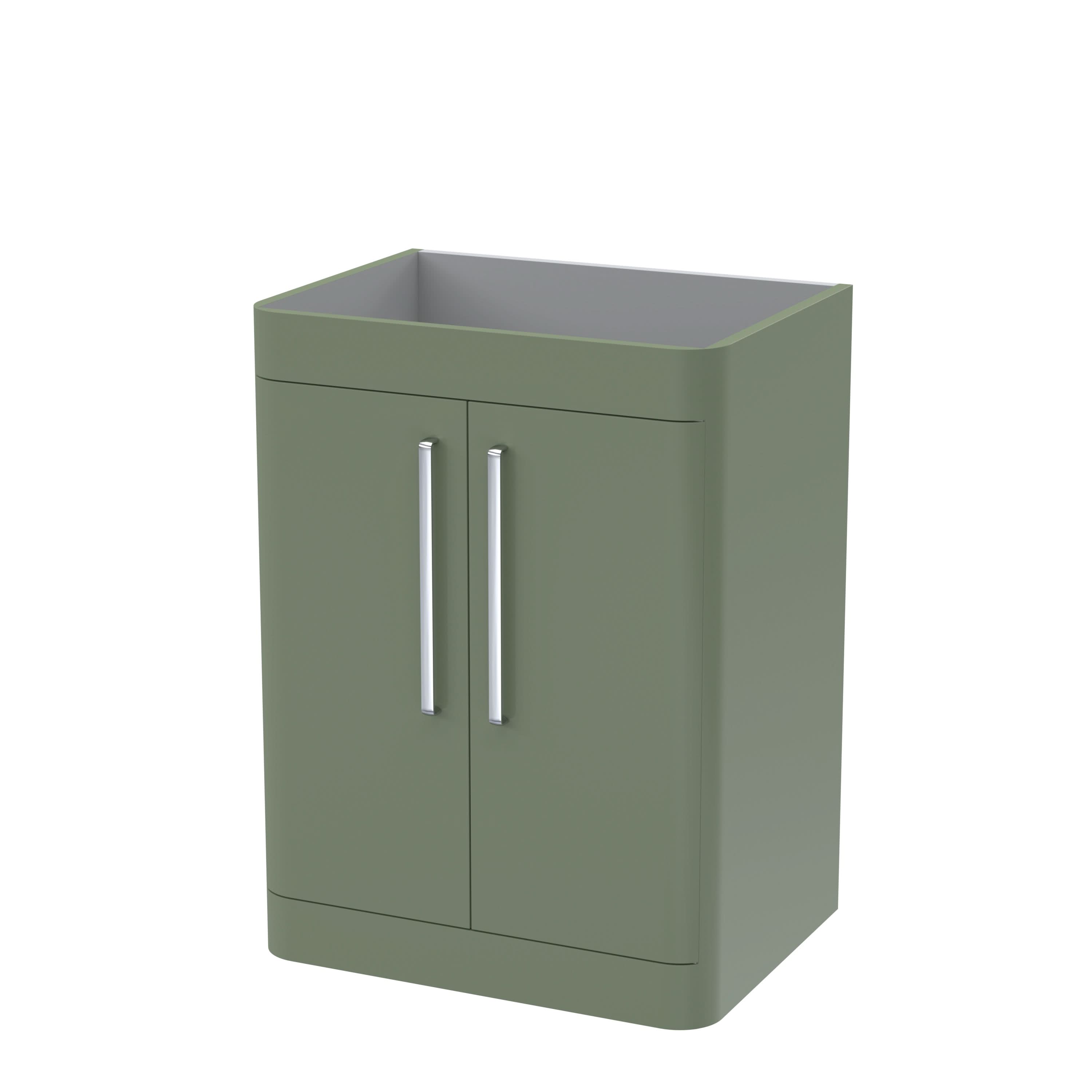Hudson Reed Parade Component Floor Standing 2 Soft Close Door Vanity Unit, Bathroom Vanity Units with Storage in Satin Green, 600mm