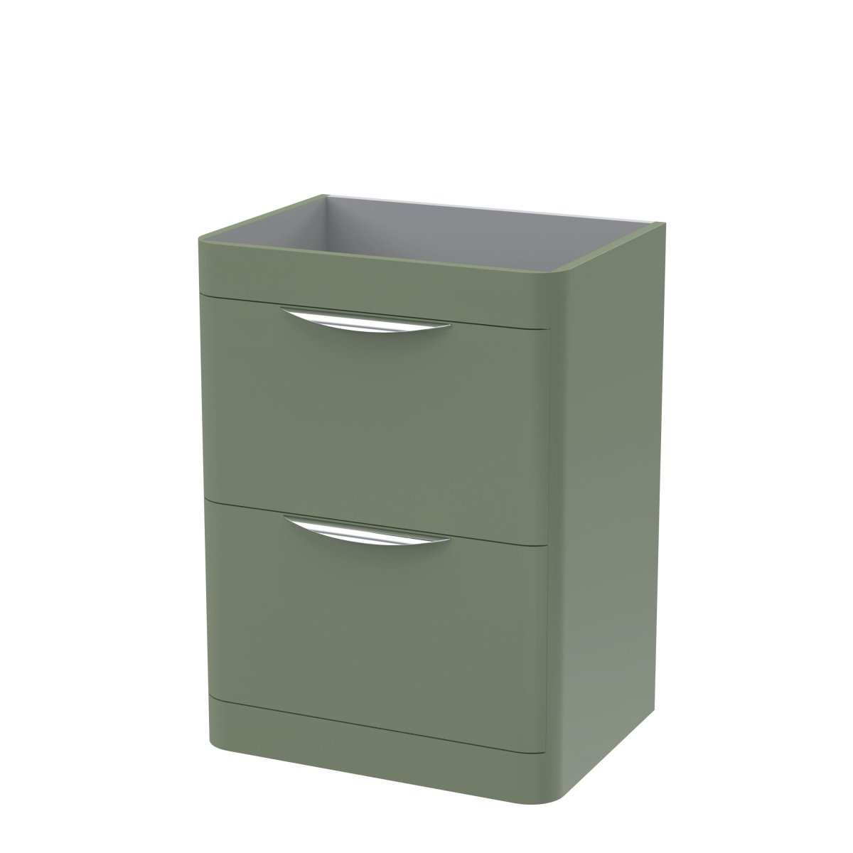 Hudson Reed Parade Floor Standing Vanity Unit, Durable 2 Soft Close Drawer Cabinet Storage for Modern Bathroom Spaces in Satin Green Matt Finish, 600mm
