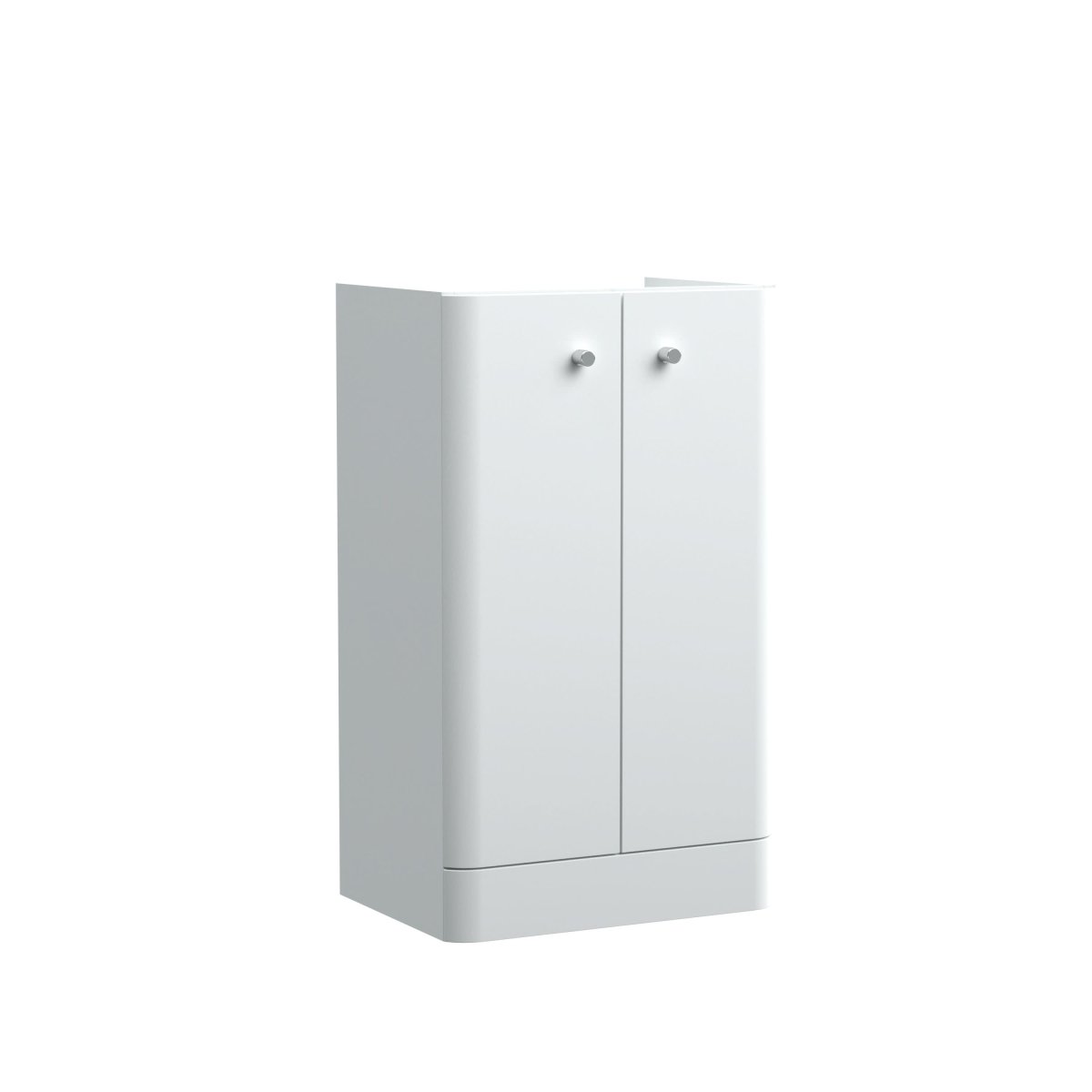 Hudson Reed Core Floor Standing Vanity Unit, Durable Double Soft Close Door Cabinet with Knob Handle Vanity Unit for Small Bathrooms in Gloss White Finish, 500mm