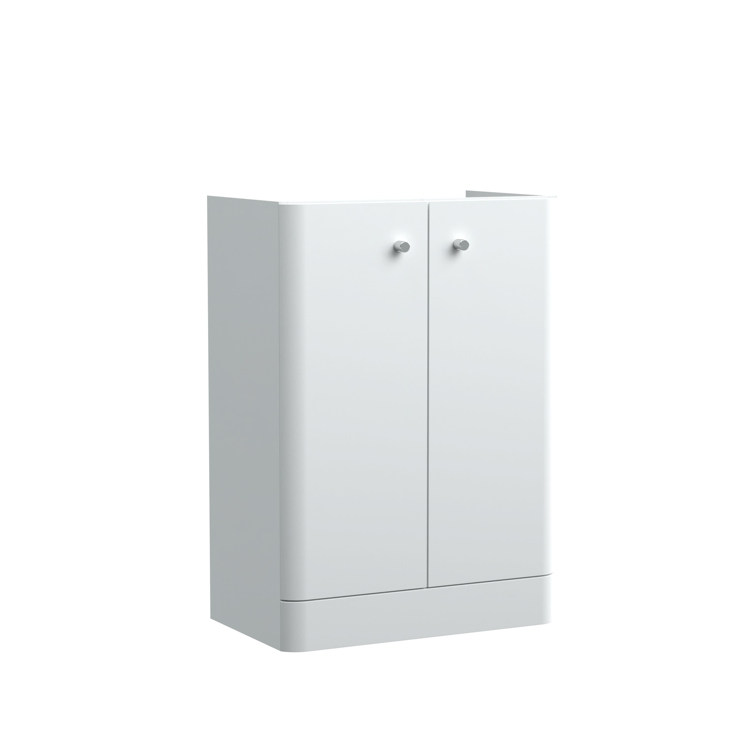 Hudson Reed Core Floor Standing 2 Soft Close Door Vanity Unit, Bathroom Vanity Units with Storage in Gloss White, 600mm