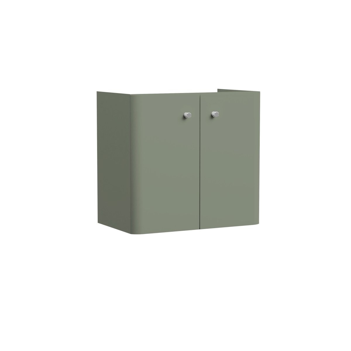 Hudson Reed Core Wall Hung Vanity Unit, Durable Double Soft Close Door Cabinet with Knob Handle Vanity Unit for Small Bathrooms in Satin Green Finish, 600mm