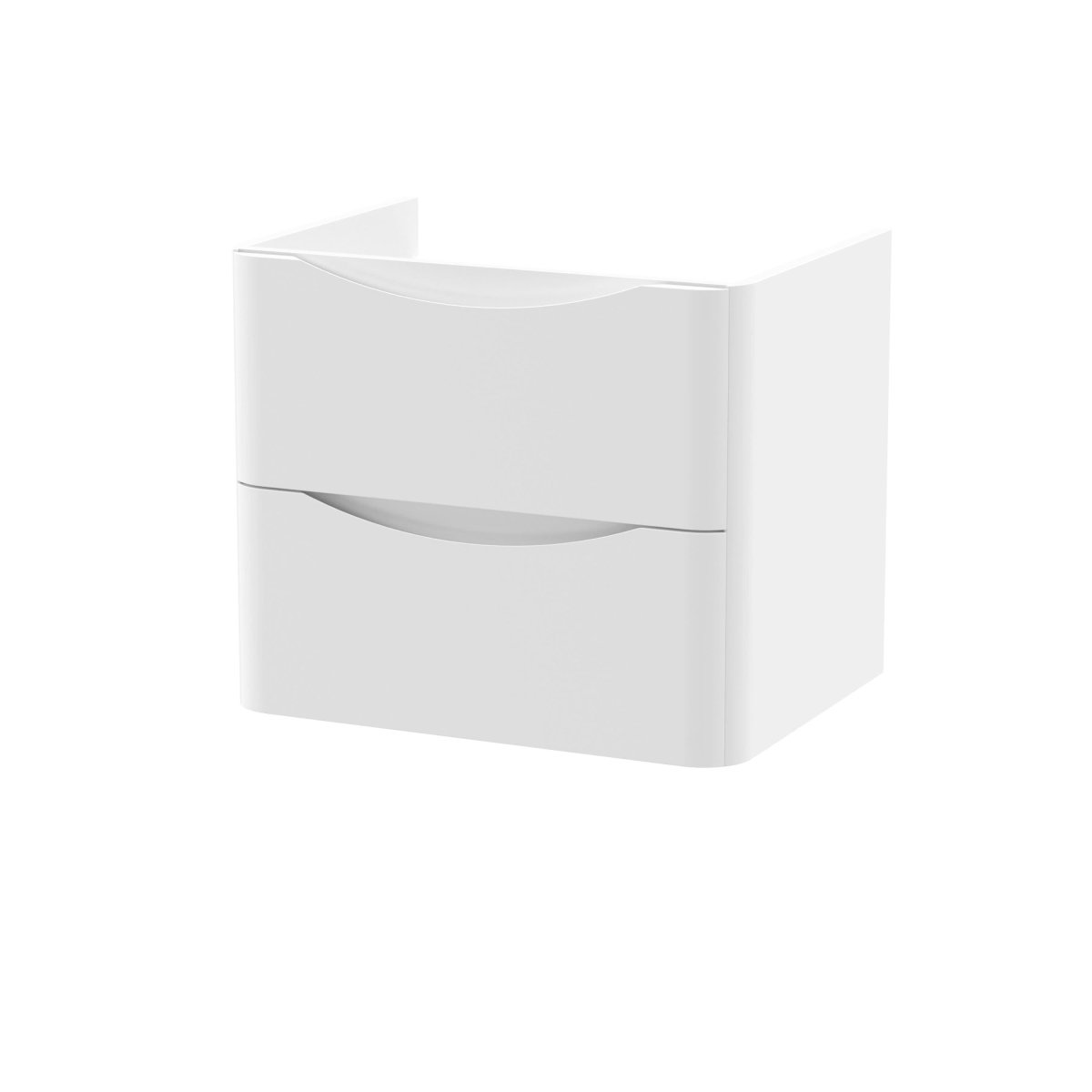 Hudson Reed Lunar Wall Hung Vanity Unit, Durable 2 Soft Close Drawers with Inset Handle Vanity Unit Storage For Modern Bathrooms in Satin White Finish, 600mm