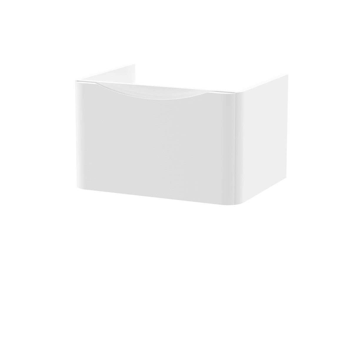 Hudson Reed Lunar Wall Hung Vanity Unit, Durable 1 Soft Close Drawers with Inset Handle Vanity Unit Storage For Modern Bathrooms in Satin White Finish, 600mm