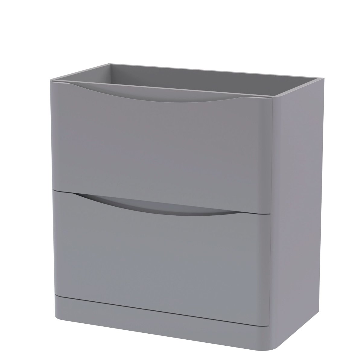 Hudson Reed Lunar Floor Standing Vanity Unit, Durable 2 Soft Close Drawers with Inset Handle Vanity Unit Storage For Modern Bathrooms in Satin Grey Finish, 800mm