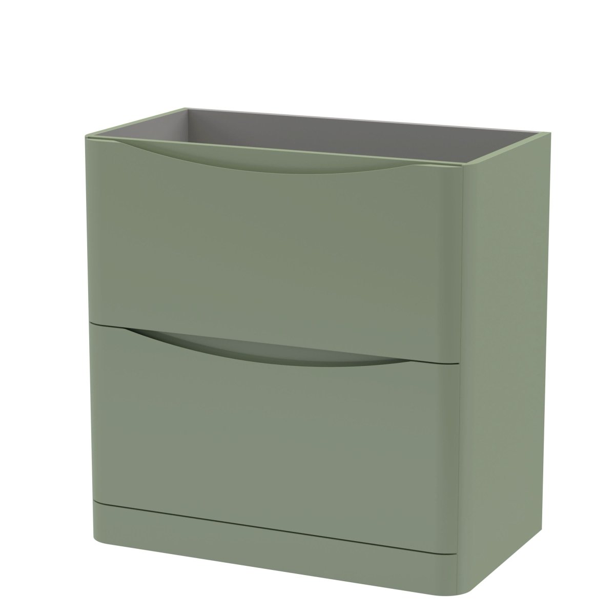 Hudson Reed Lunar Floor Standing Vanity Unit, Durable 2 Soft Close Drawers with Inset Handle Vanity Unit Storage For Modern Bathrooms in Satin Green Finish, 800mm