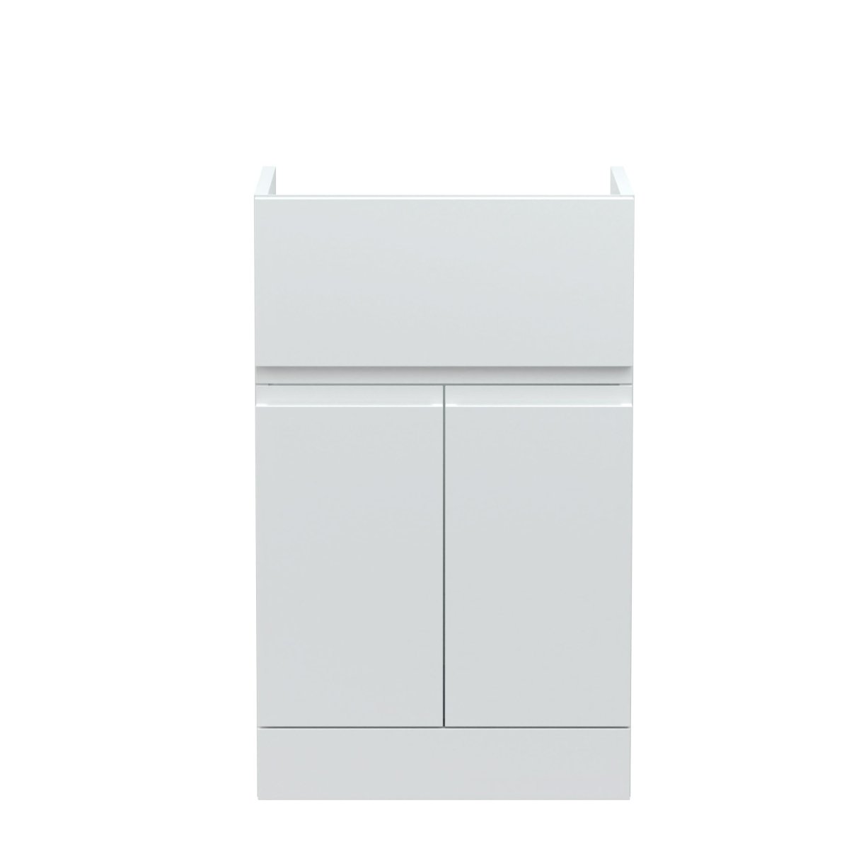 Hudson Reed Urban Floor Standing Vanity Unit, Durable Soft Close 2 Doors and Single Drawer Handless Vanity Unit with Storage for Modern Bathrooms in Satin White, 500mm