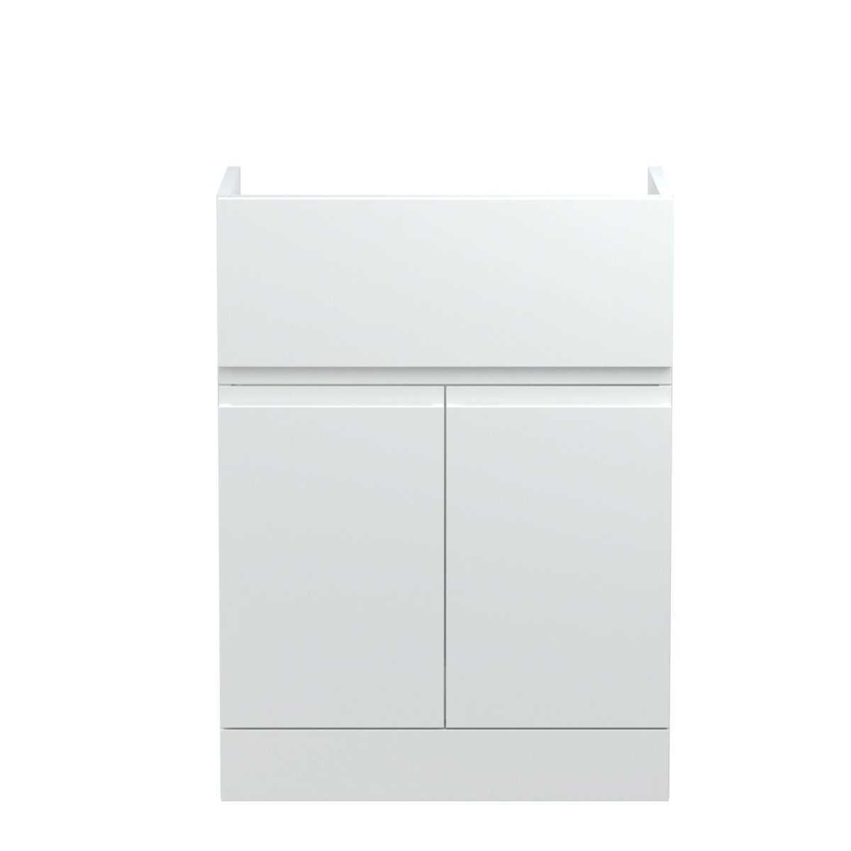 Hudson Reed Urban Floor Standing Vanity Unit, Durable Soft Close 2 Doors and Single Drawer Handless Vanity Unit with Storage for Modern Bathrooms in Satin White, 600mm