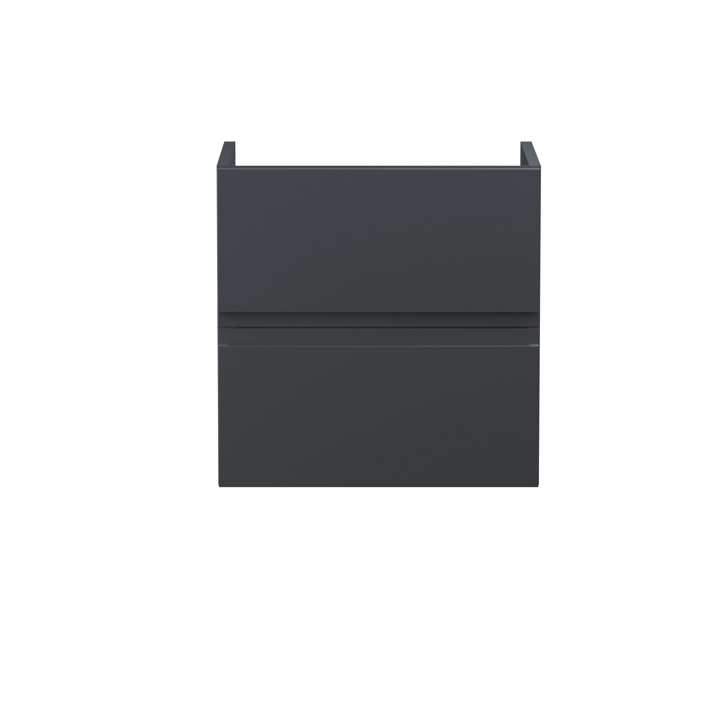 Hudson Reed Urban Wall Hung Vanity Unit, Durable 2 Soft Close Drawers Handless Vanity Unit with Storage for Modern Bathrooms in Soft Black Finish, 500mm