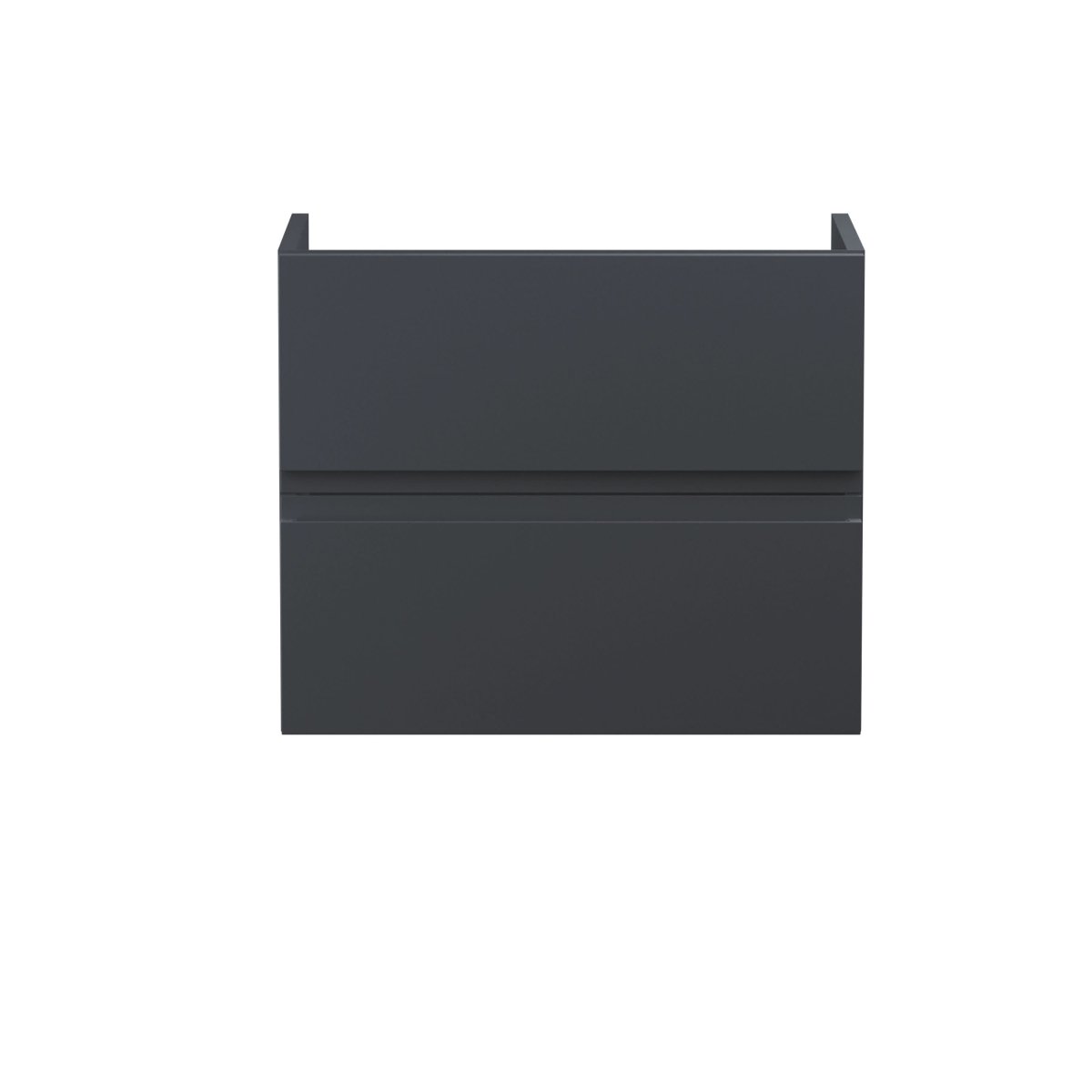 Hudson Reed Urban Wall Hung Vanity Unit, Durable 2 Soft Close Drawers Handless Vanity Unit with Storage for Modern Bathrooms in Soft Black Finish, 600mm