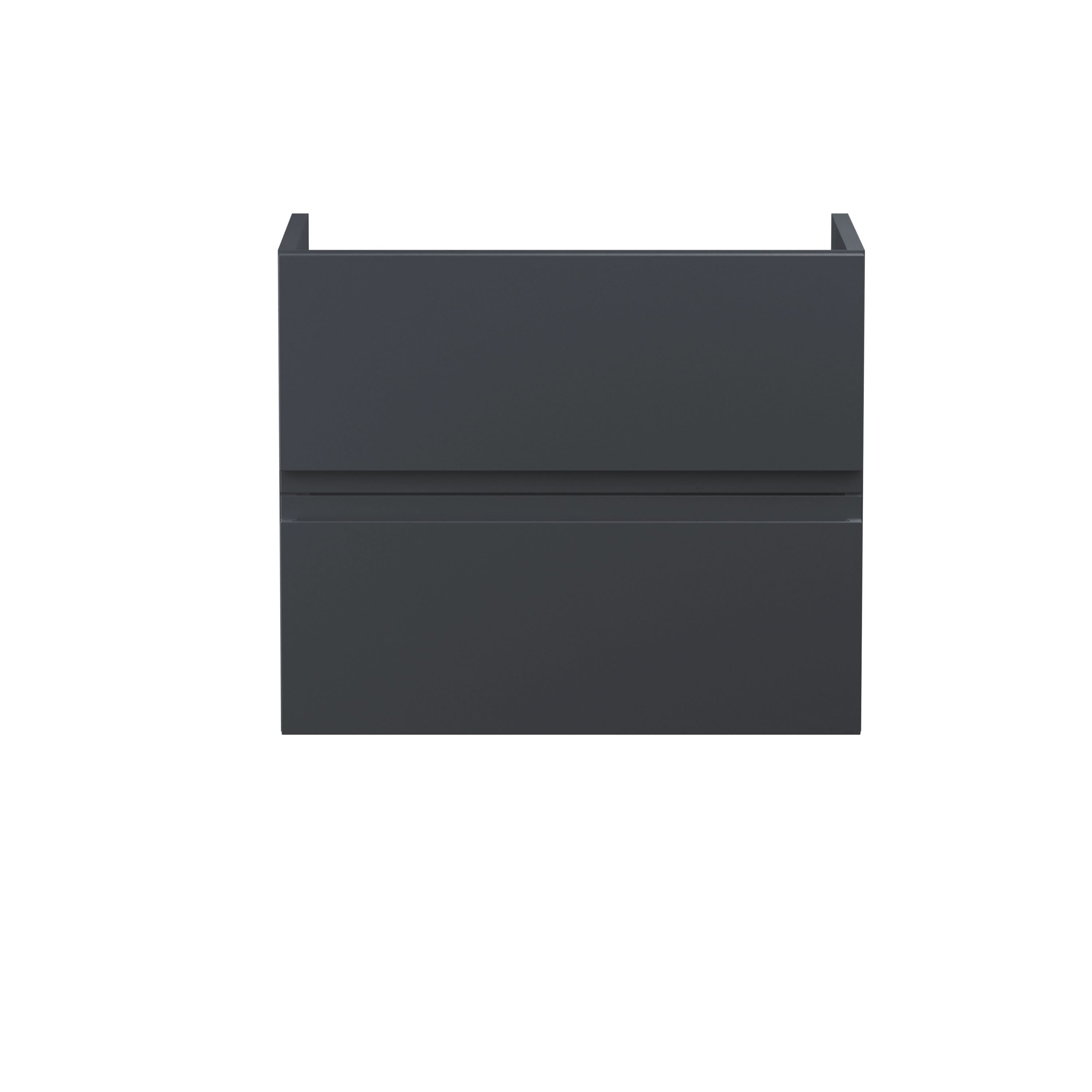 Hudson Reed Urban Wall Hung Vanity Unit, Durable 2 Soft Close Drawers Handless Vanity Unit with Storage for Modern Bathrooms in Soft Black Finish, 600mm