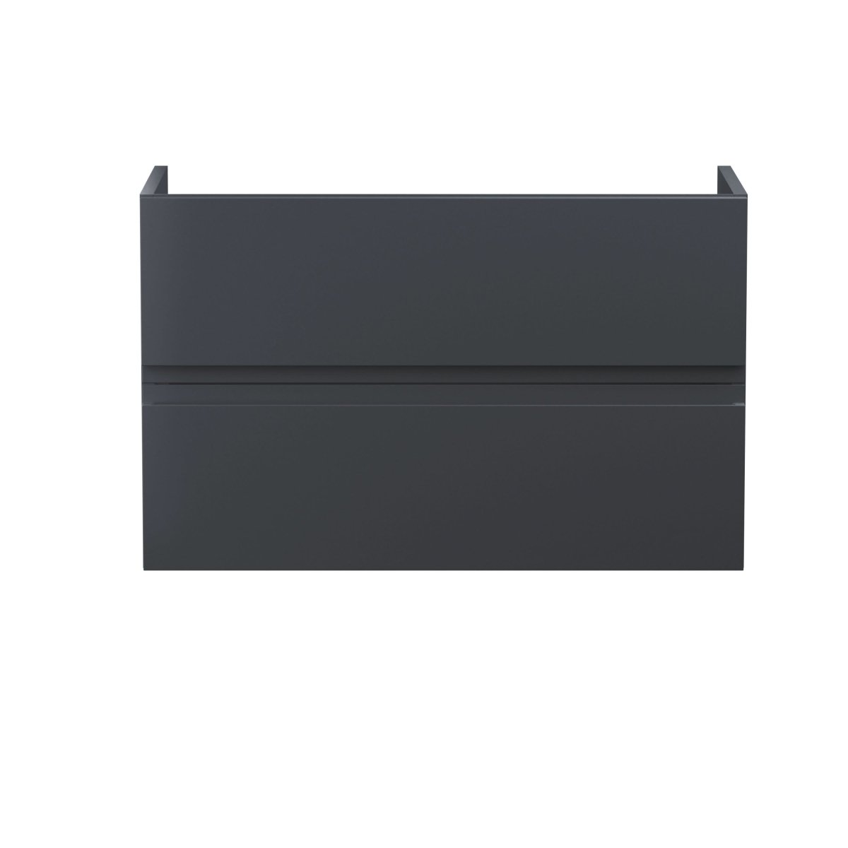Hudson Reed Urban Wall Hung Vanity Unit, Durable 2 Soft Close Drawers Handless Vanity Unit with Storage for Modern Bathrooms in Soft Black Finish, 800mm