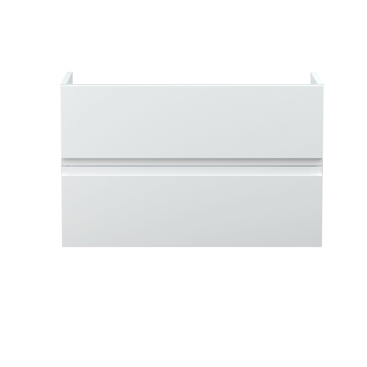 Hudson Reed Urban Wall Hung Vanity Unit, Durable 2 Soft Close Drawers Handless Vanity Unit with Storage for Modern Bathrooms in Satin White Finish, 800mm