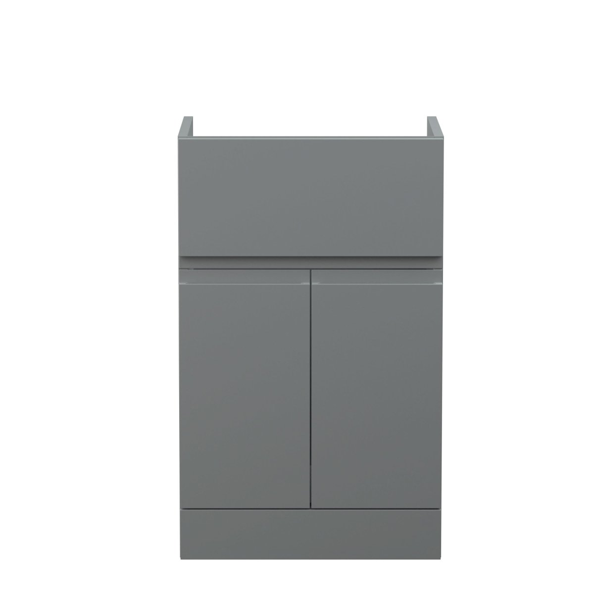 Hudson Reed Urban Floor Standing Vanity Unit, Durable Soft Close 2 Doors and Single Drawer Handless Vanity Unit with Storage for Modern Bathrooms in Satin Grey, 500mm