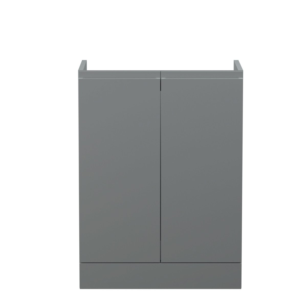 Hudson Reed Urban Floor Standing Vanity Unit, Durable 2 Soft Close Doors Handless Vanity Unit with Storage for Modern Bathrooms in Satin Grey Finish, 600mm