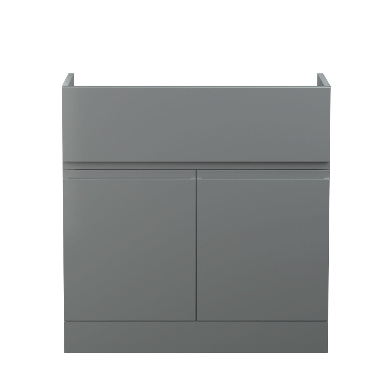 Hudson Reed Urban Floor Standing Vanity Unit, Durable 2 Soft Close Doors Handless Vanity Unit with Storage for Modern Bathrooms in Satin Grey Finish, 800mm
