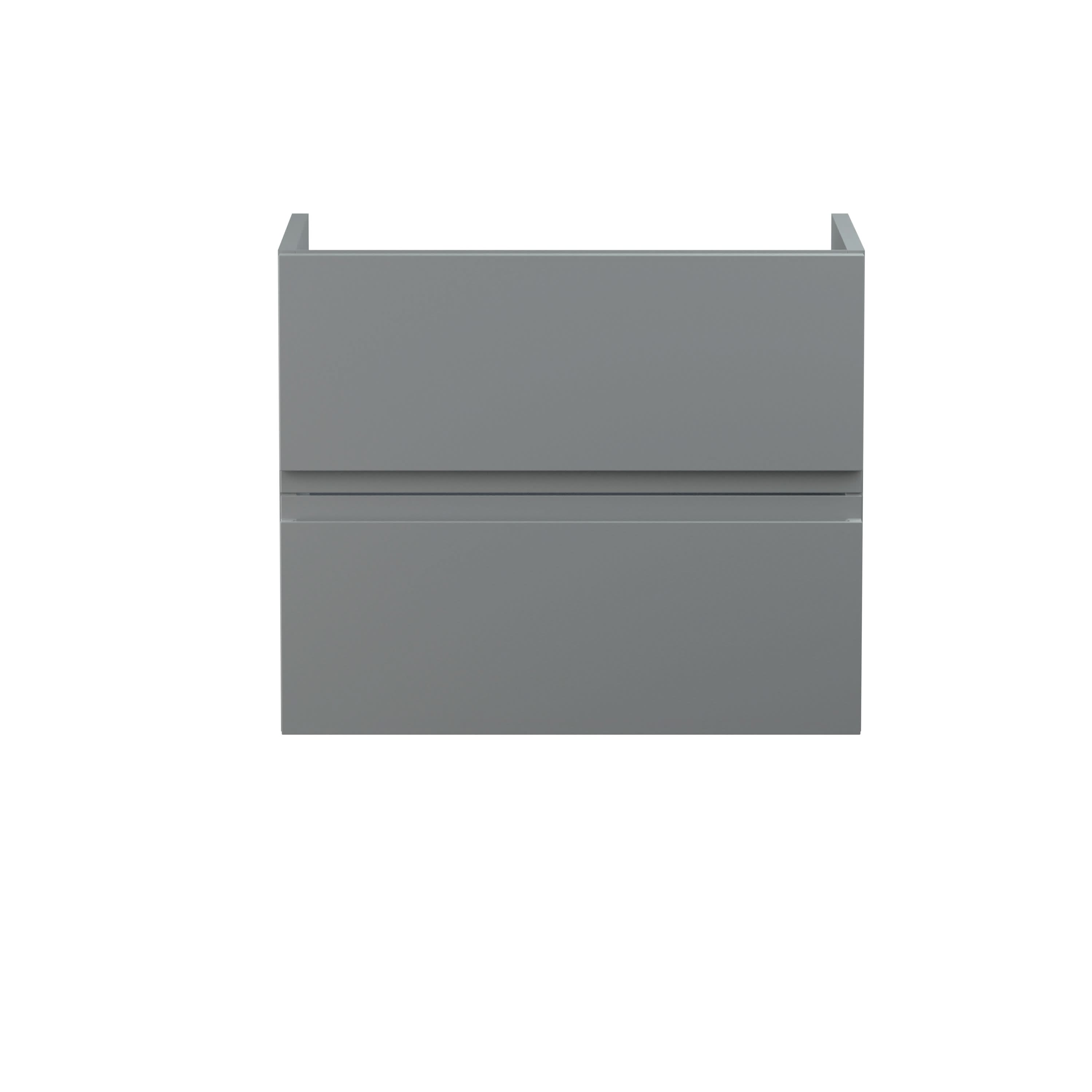 Hudson Reed Urban Wall Hung Vanity Unit, Durable 2 Soft Close Drawers Handless Vanity Unit with Storage for Modern Bathrooms in Satin Grey Finish, 600mm
