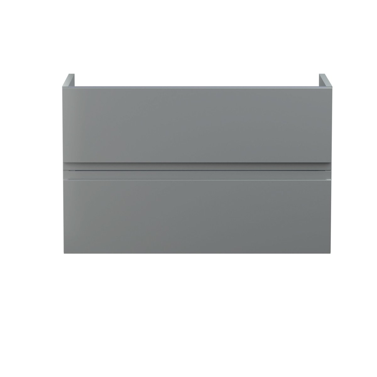 Hudson Reed Urban Wall Hung Vanity Unit, Durable 2 Soft Close Drawers Handless Vanity Unit with Storage for Modern Bathrooms in Satin Grey Finish, 800mm