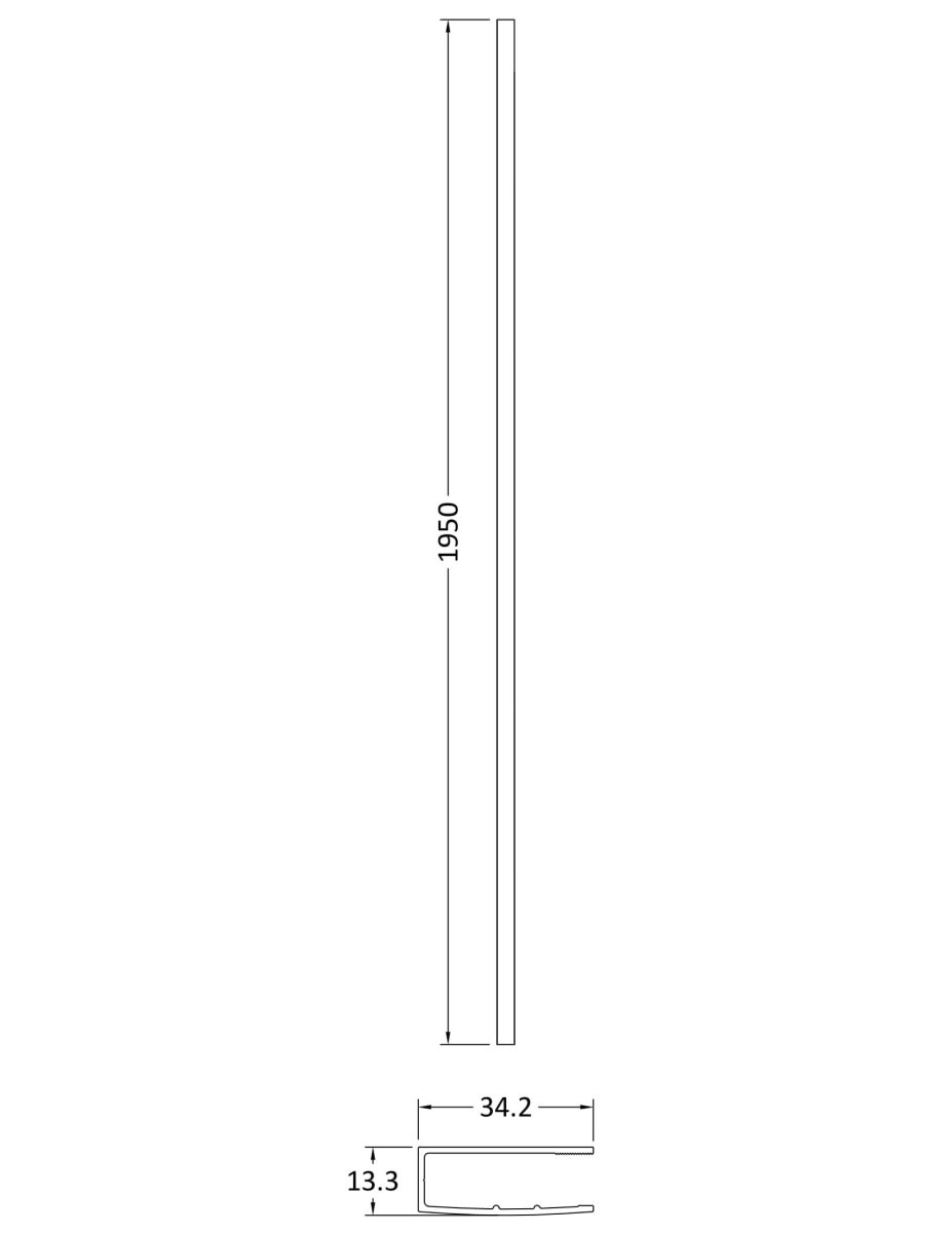 Hudson Reed Wetroom Wall Channel & Top Bar Kit, Wetroom Screens Accessories for Glass Panel & Shower Screen in Brushed Brass, 1950mm