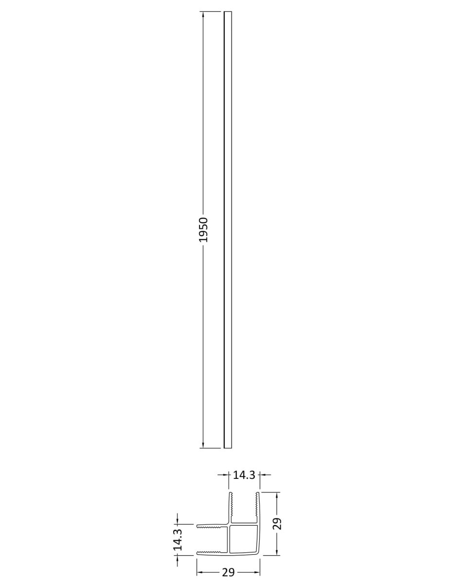 Hudson Reed Return Screen 'L' Profile Kit, Wetroom Screens Accessories for Glass Panel & Shower Screen in Brushed Brass, 1950mm