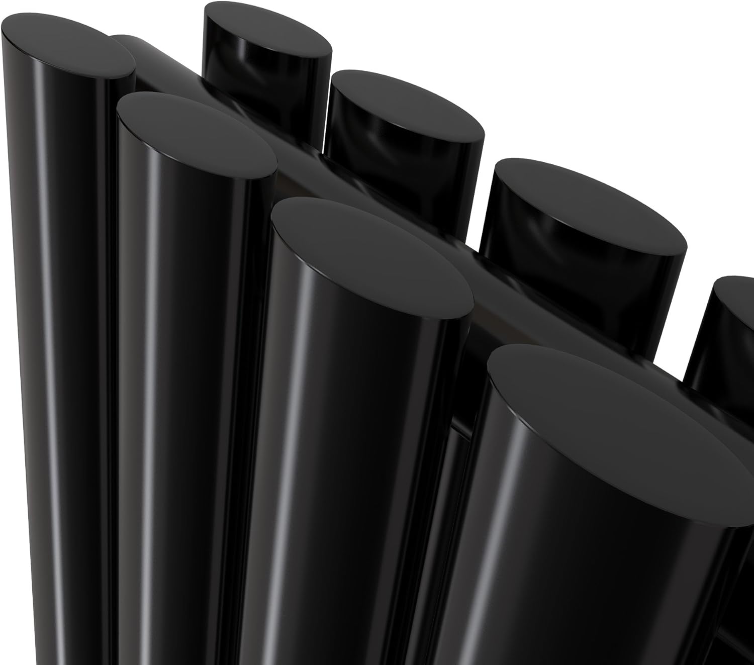 iBathUK Strata Vertical Column Radiator, Oval Double Panel Heater, Slim Designer Radiator for Modern UK Interiors, Black, 1600 x 360 mm