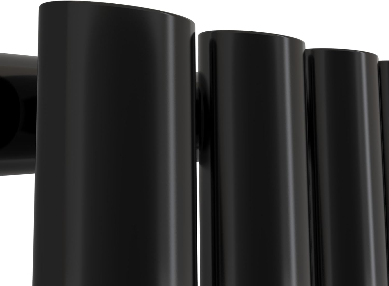 iBathUK Strata Designer Vertical Column Radiator, Oval Single Panel, Space-Saving Designer Radiator for Modern UK Homes, Balck, 1600 x 240 mm