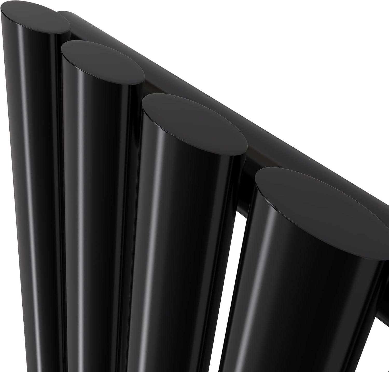 iBathUK Strata Designer Vertical Column Radiator, Oval Single Panel, Space-Saving Designer Radiator for Modern UK Homes, Balck, 1600 x 240 mm