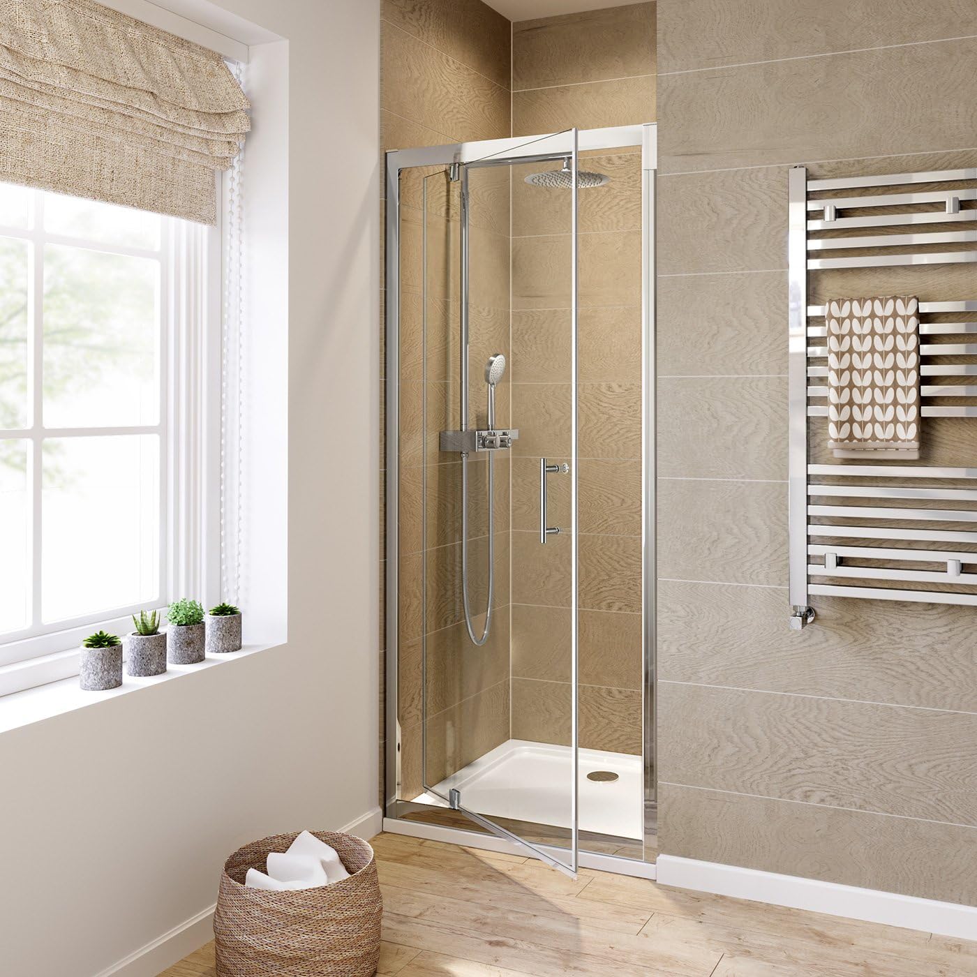 iBathUK Solis Pivot Hinge Shower Enclosure, Reversible 6mm Thick Toughened Glass Cubicle Door, Pivot Shower Enclosure, 760mm