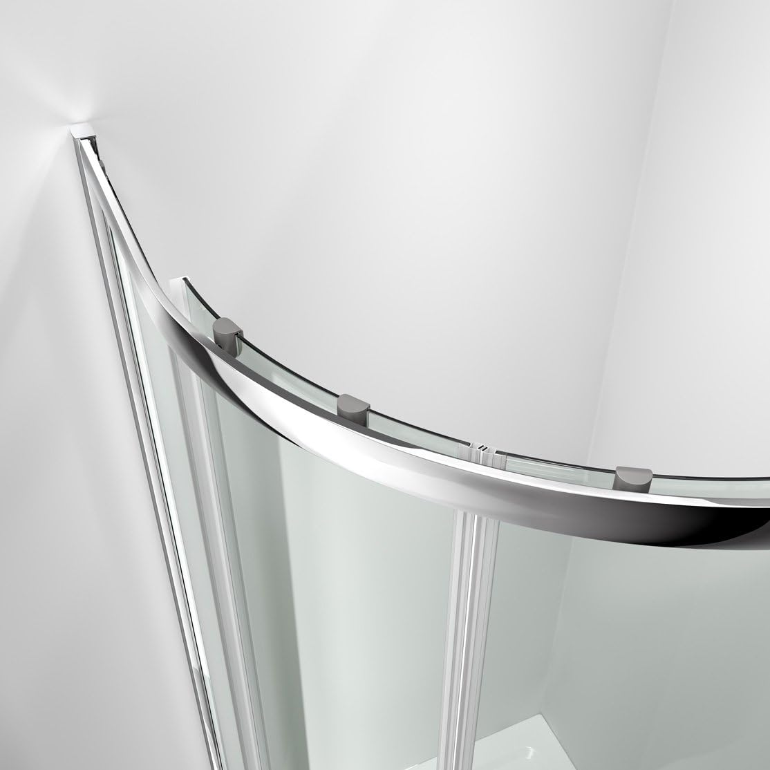 iBathUK Vesper Modern Quadrant Glass Shower Enclosure, Curved Double Sliding Doors, Quadrant Shower Enclosure, 800â€¯Ã—â€¯800â€¯mm