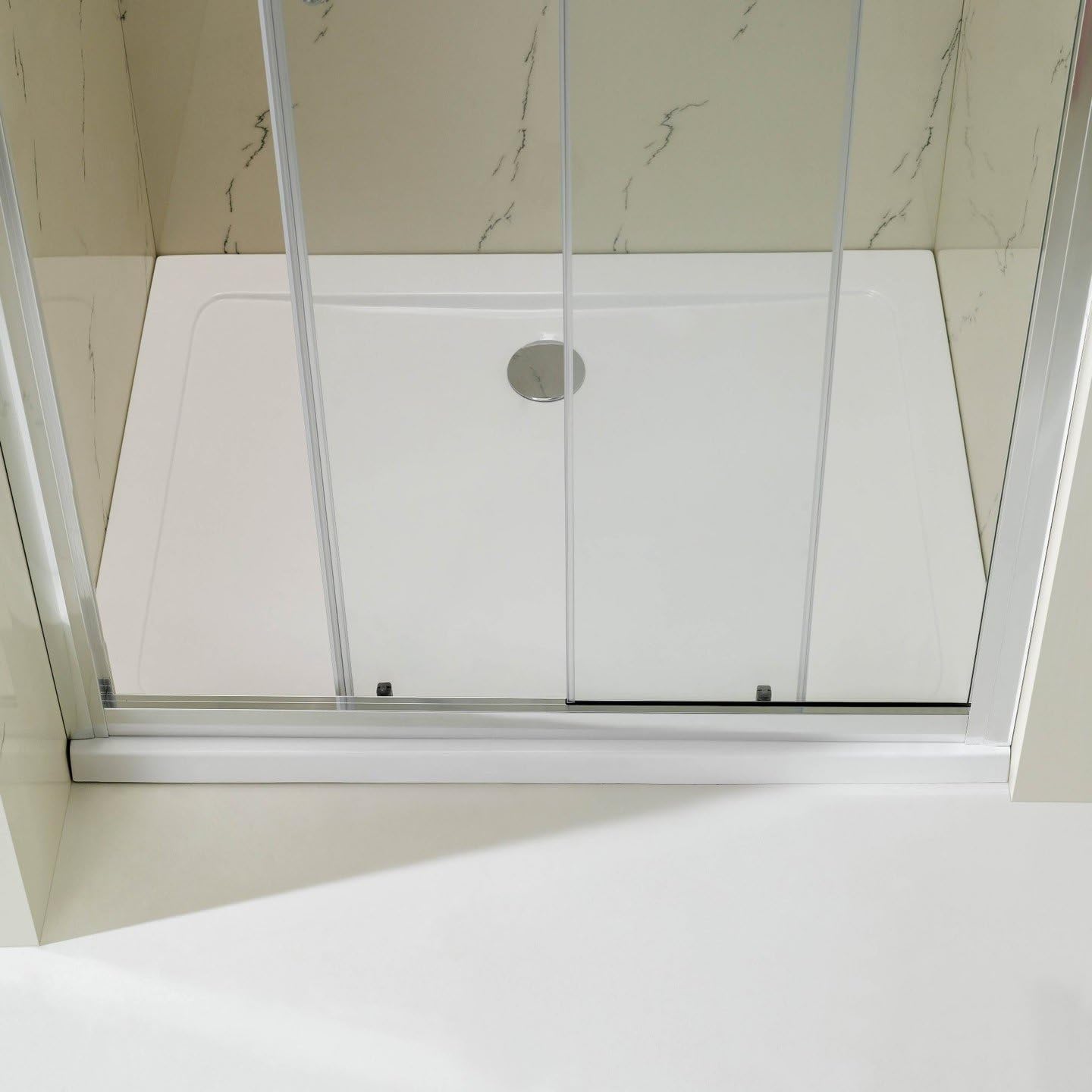 iBathUK Solis Sliding Shower Enclosure, Reversible 6mm Toughened Glass Door for Modern Bathroom Cubicles, Sliding Shower Enclosure, 1000mm
