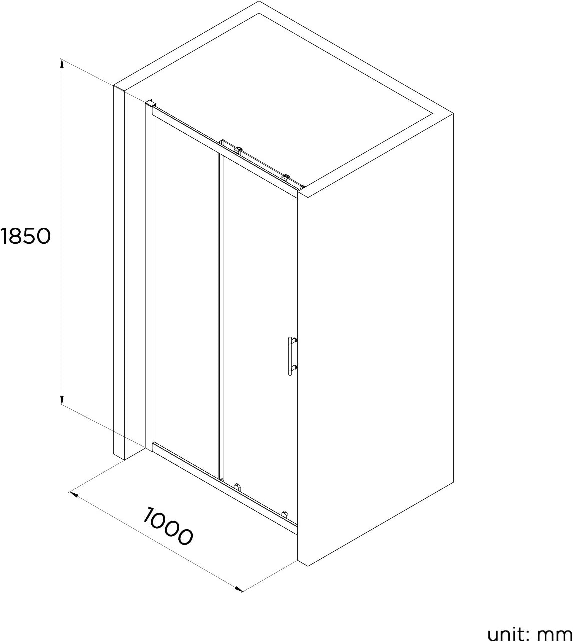iBathUK Solis Sliding Shower Enclosure, Reversible 6mm Toughened Glass Door for Modern Bathroom Cubicles, Sliding Shower Enclosure, 1000mm