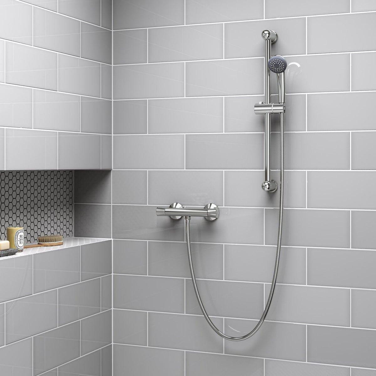 Eco Exposed Bottom Outlet Thermostatic Bar Valve Shower Kit - Chrome