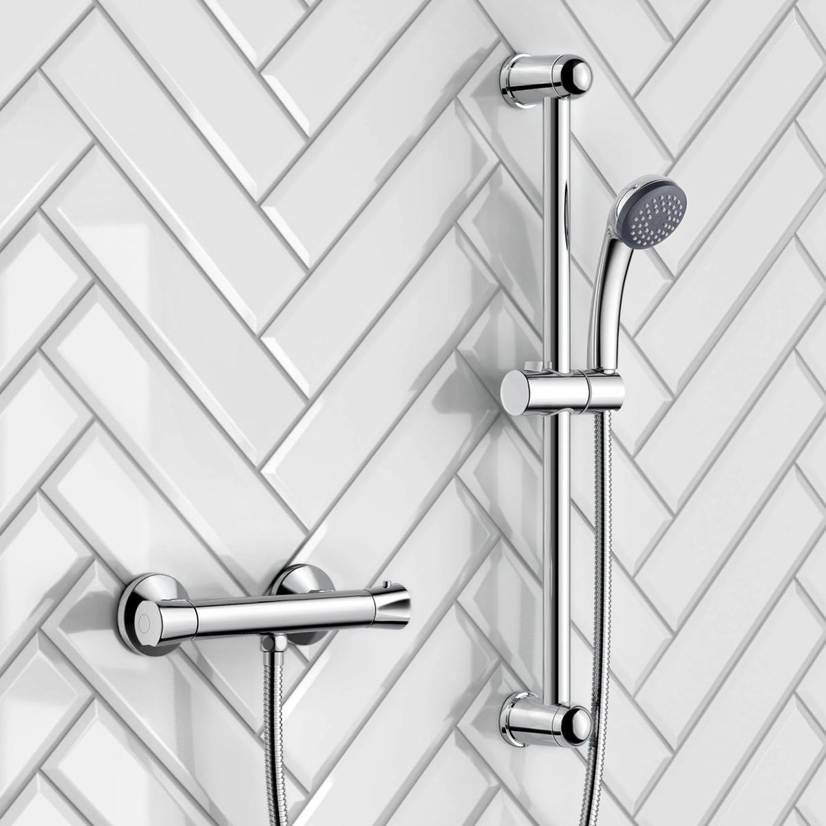 Eco Exposed Bottom Outlet Thermostatic Bar Valve Shower Kit - Chrome