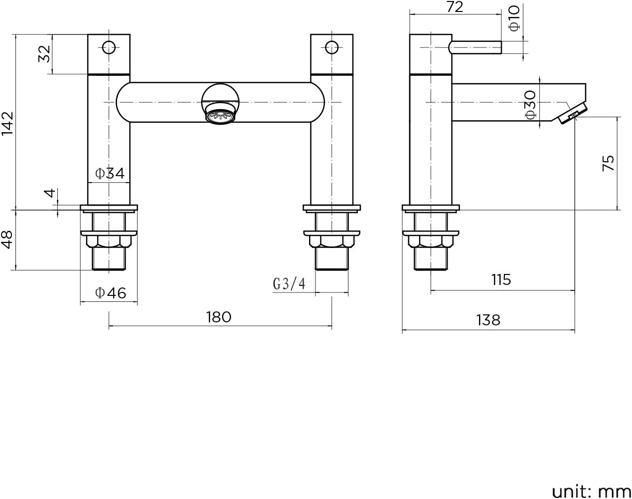 iBathUK Delta Pair of Hot and Cold Basin Sink Mixer Taps with Bath Filler Chrome Tap Set, Classic Bathroom Basin Mixer Taps for Everyday Use