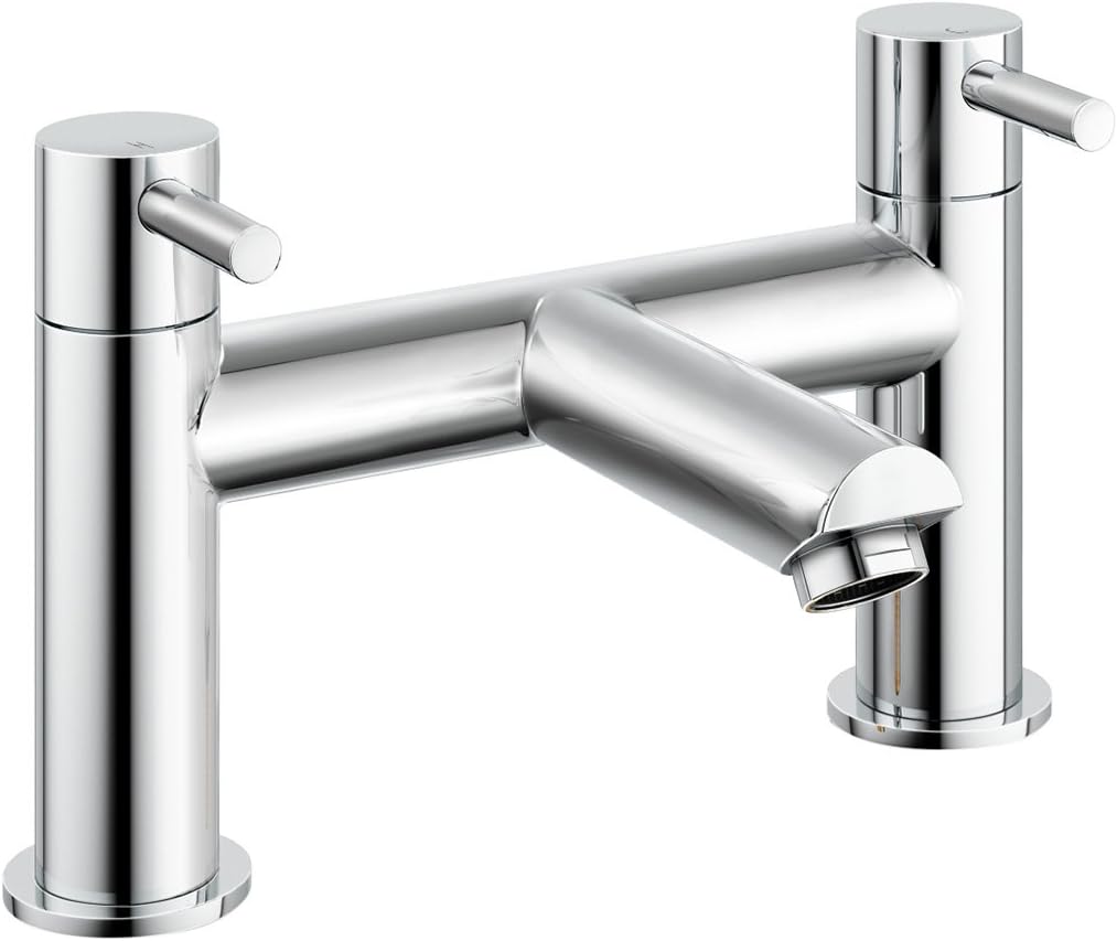 iBathUK Delta Pair of Hot and Cold Basin Sink Mixer Taps with Bath Filler Chrome Tap Set, Classic Bathroom Basin Mixer Taps for Everyday Use