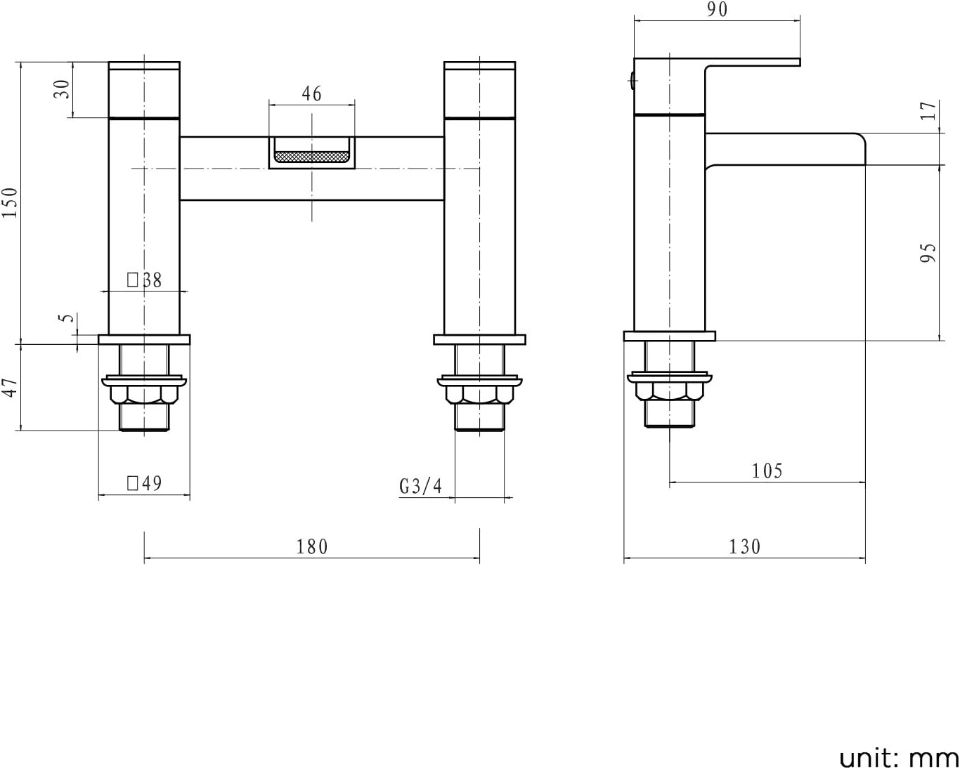iBathUK Kinetic Waterfall Basin Sink Mixer Tap, Bath Tub Filler Luxury Bathroom Set, Elegant Bath Sink Mixer Tap, Chrome