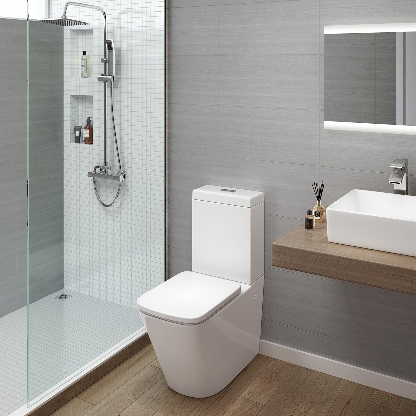 Salerno Close Coupled Toilet with Soft Close Seat & Cistern - White