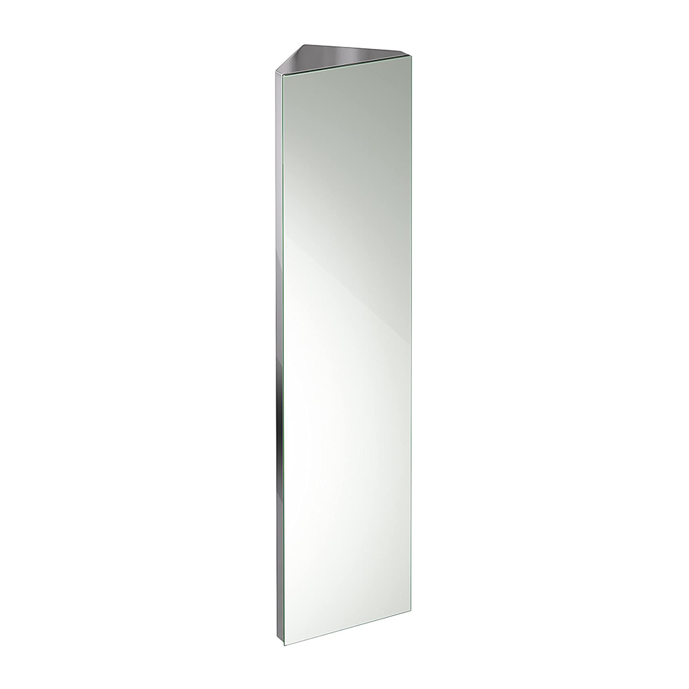 iBathUK Gleam Wall Mounted Tall Corner Bathroom Mirror Cabinet, Modern Stainless Steel Storage Unit with 1 Door & Adjustable Glass Shelf, Bathroom Mirror Cabinet in Silver, 1200 x 300mm