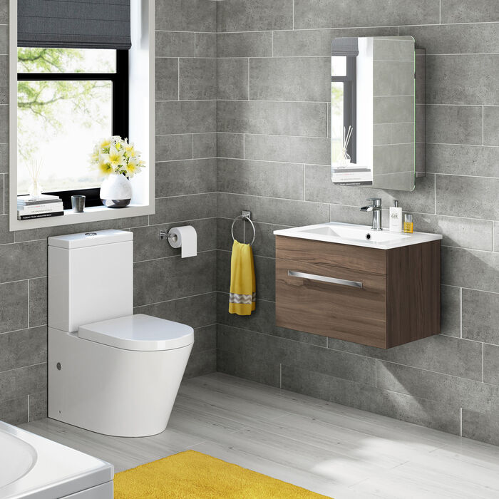 iBathUK Helsinki Wall Mounted Mirror Cabinet with Sliding Mirror Door, Pre-Assembled Modern Stainless Steel Bathroom Storage Unit 1 Door, 2 Shelves with Portrait Orientation in Silver, 660 x 460mm