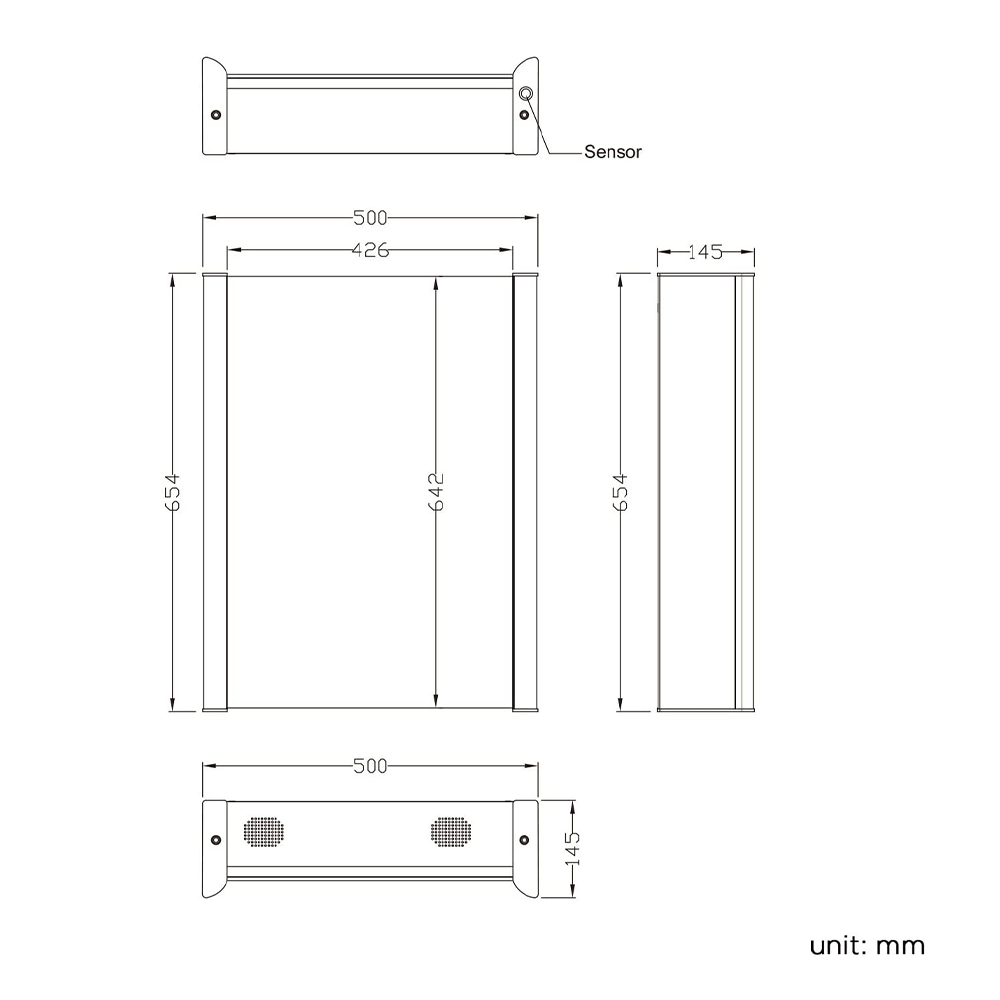 iBathUK Rehaus Wall-Mounted LED Illuminated Mirror Cabinet with Bluetooth, Shaver Socket, Touch Sensor, Adjustable Glass Shelves, Modern Bathroom Cabinet With Mirror in Silver, 500x650mm