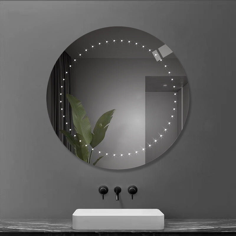 iBathUK Luna Wall Mounted Round LED Bathroom Mirror 5 Battery Powered, Modern Illuminated Vanity Mirror for Bathrooms, Portrait or Landscape Aluminium Frame, 500x500mm