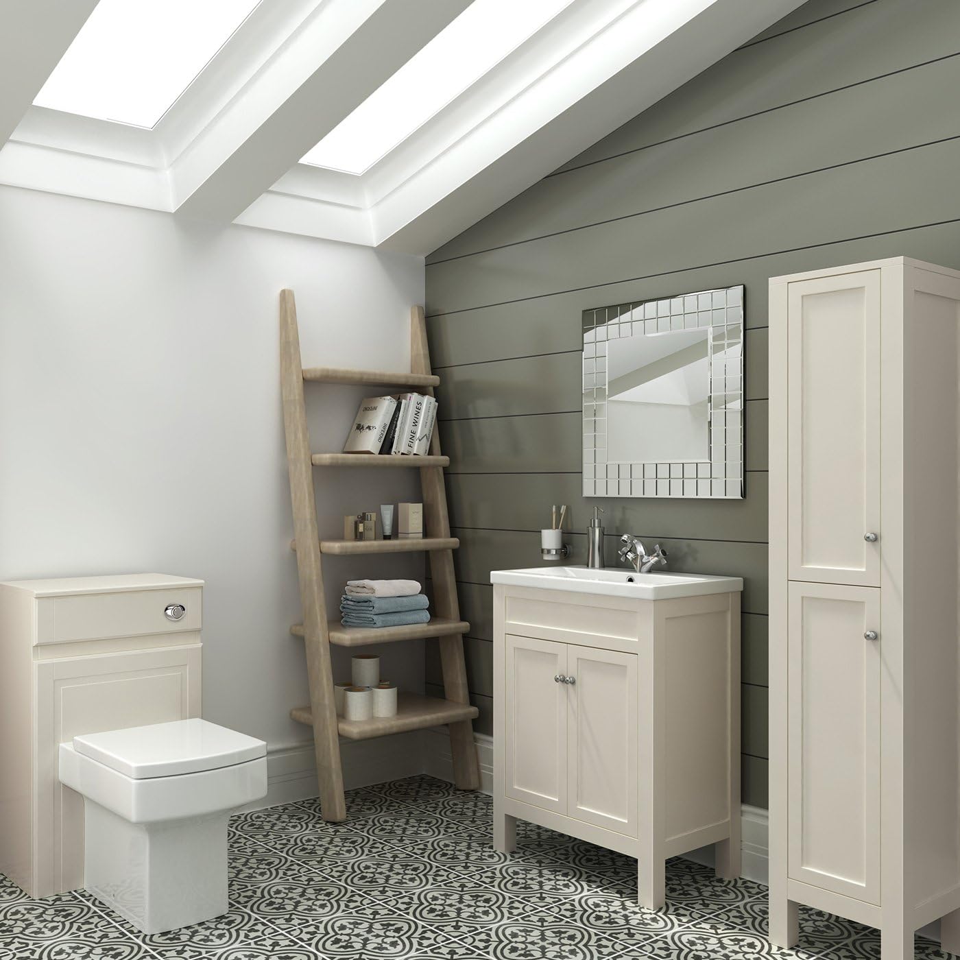 iBathUK Milan Wall Mount Modern Bathroom Mosaic Square Wall Mirror, Designer Mirror Square with Mirror Tiles, Portrait or Landscape Contemporary Style, 600 x 600 mm