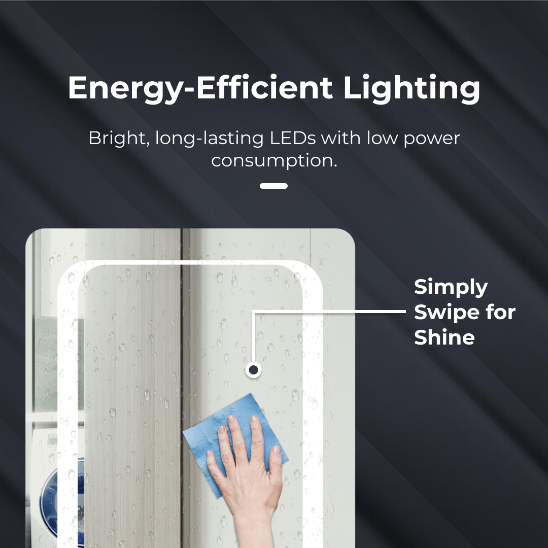 iBathUK Halo Wall Mounted LED Bathroom Mirror, Battery Powered Illuminated Mirror with Cool White 6500K Light, Light Up Mirror with Portrait or Landscape Mount in Modern Aluminium Frame, 500 x 700mm