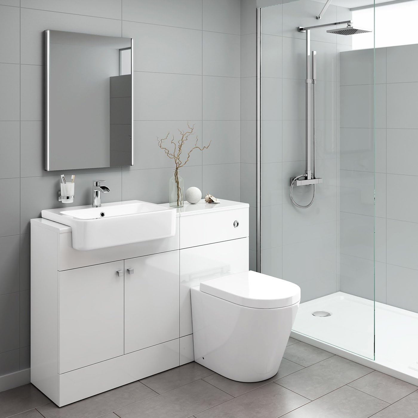 iBathUK Aurora Wall Mounted LED Bathroom Mirror, Modern Battery Powered Illuminated Mirror with Dual 6500K Cool White Light Strips with Portrait or Landscape Mount in Aluminium Frame, 500 x 700mm