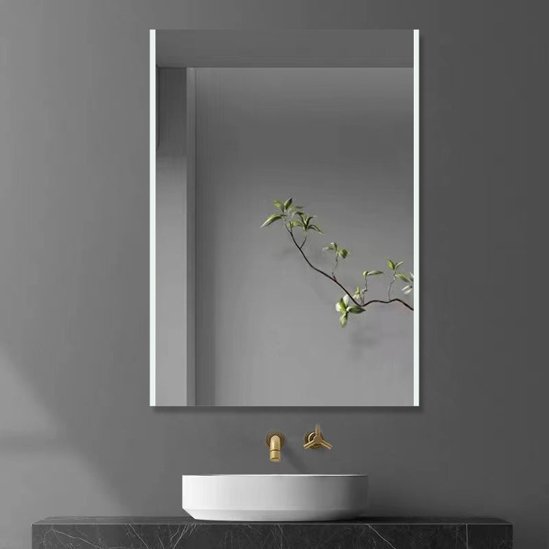 iBathUK Aurora Wall Mounted LED Bathroom Mirror, Modern Battery Powered Illuminated Mirror with Dual 6500K Cool White Light Strips with Portrait or Landscape Mount in Aluminium Frame, 500 x 700mm