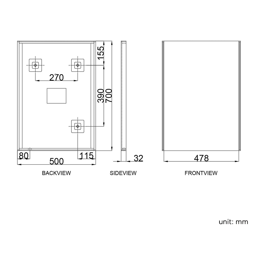 iBathUK Aurora Wall Mounted LED Bathroom Mirror, Modern Battery Powered Illuminated Mirror with Dual 6500K Cool White Light Strips with Portrait or Landscape Mount in Aluminium Frame, 500 x 700mm