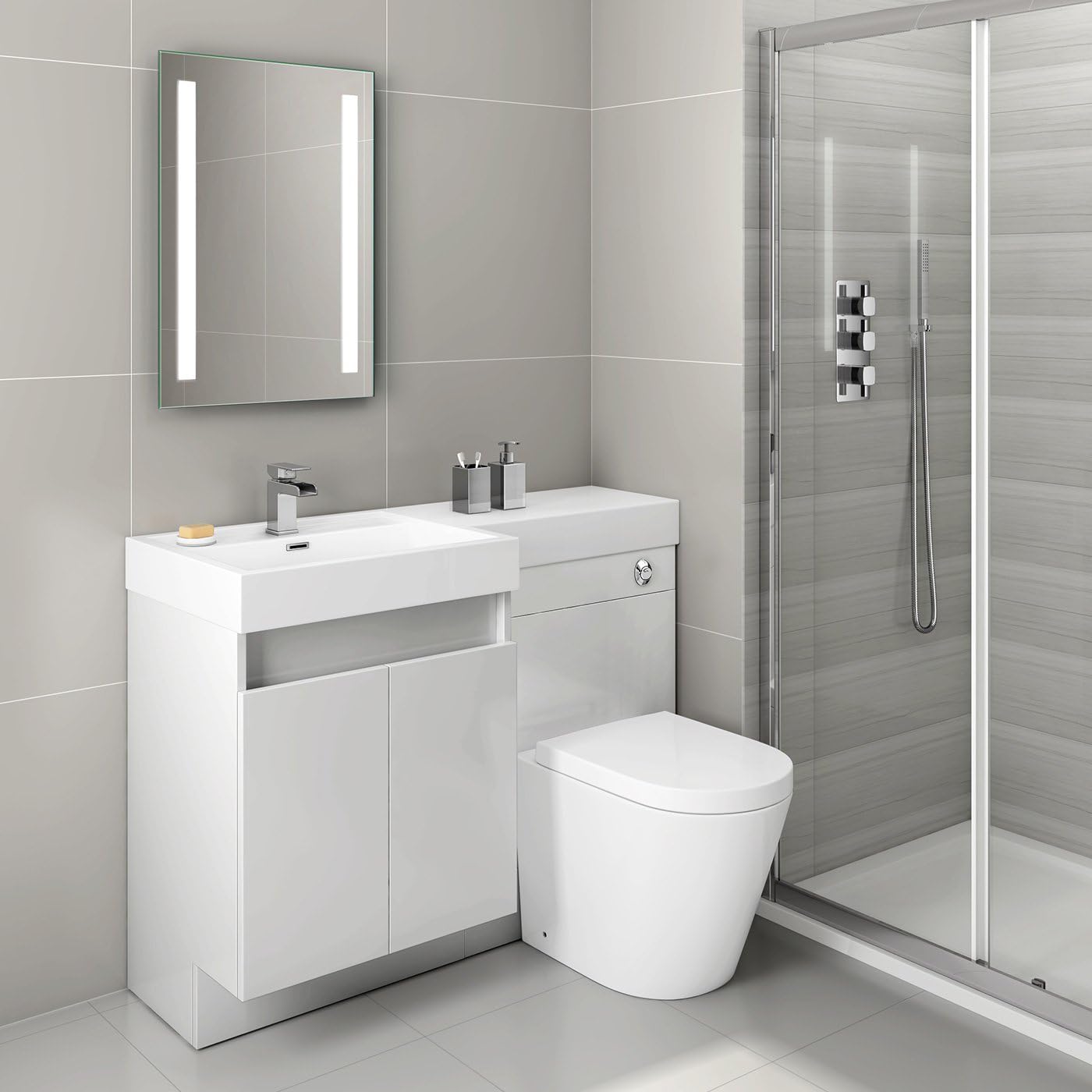 iBathUK Eclipse Wall Mounted LED Bathroom Mirror, Modern Battery Powered Illuminated Mirror with Cool White Dual Light Strips in Portrait or Landscape Orientation in Aluminium Frame, 500 x 700mm