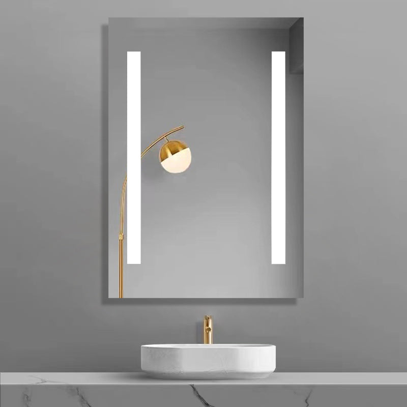 iBathUK Eclipse Wall Mounted LED Bathroom Mirror, Modern Battery Powered Illuminated Mirror with Cool White Dual Light Strips in Portrait or Landscape Orientation in Aluminium Frame, 500 x 700mm